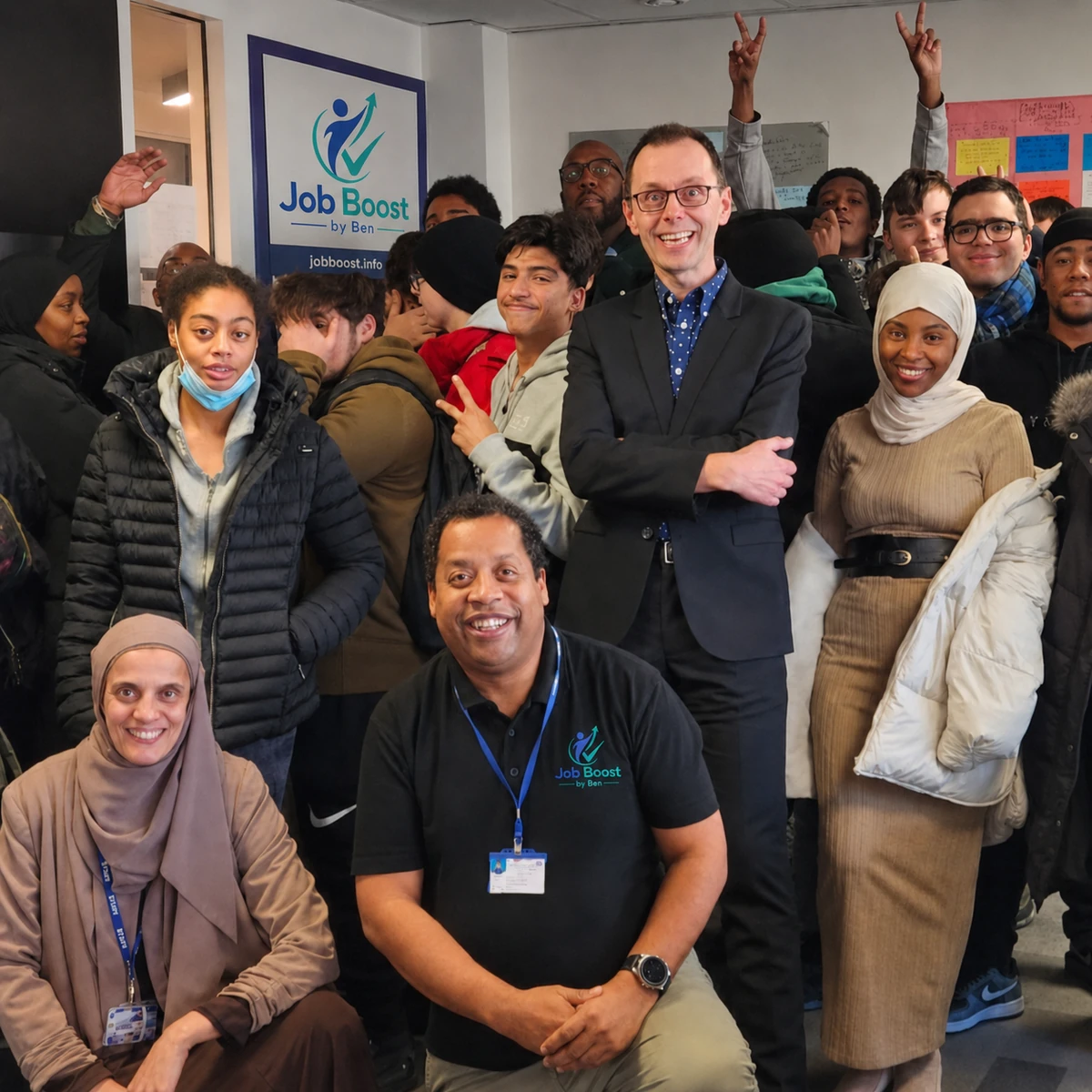 Ben with young people after a Job Boost employability session